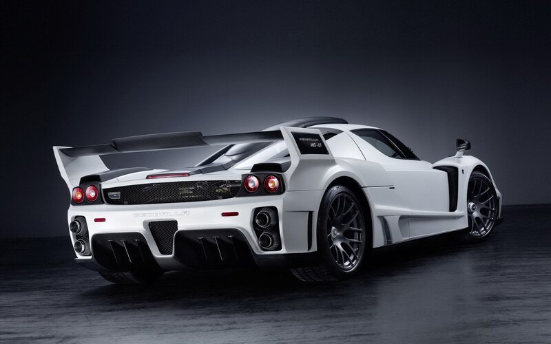 white supercar rear view