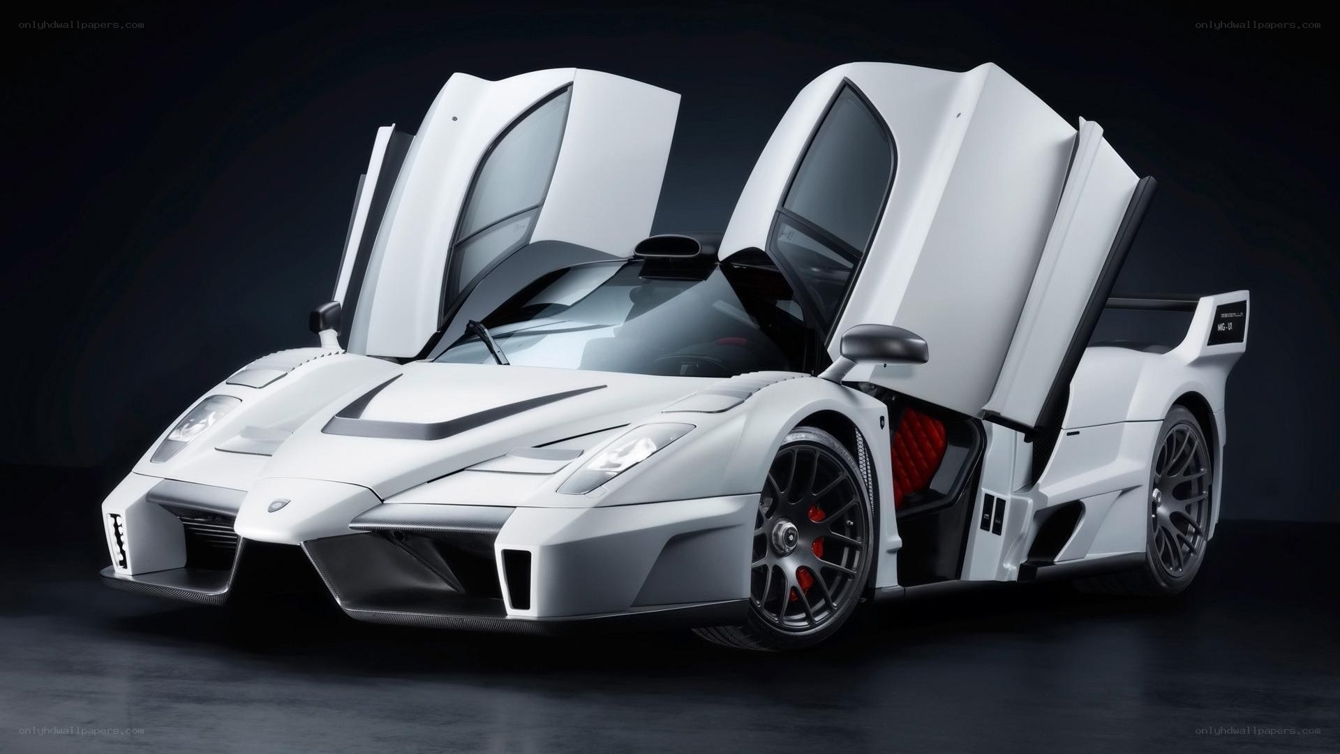 white supercar with doors open