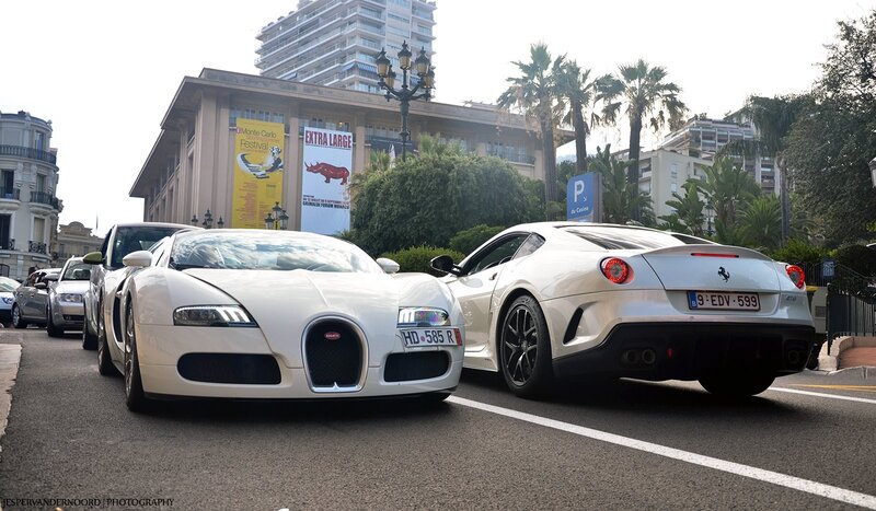 White supercars in Monaco