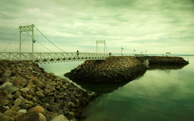 White Suspension Bridge — Green