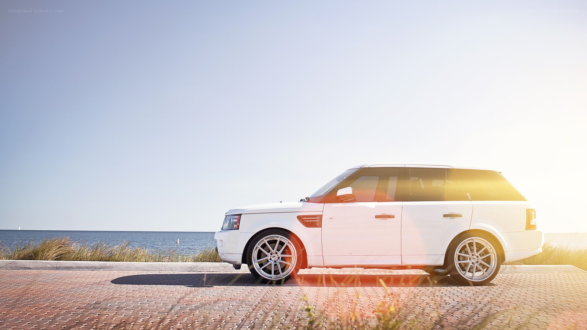 White SUV by the sea