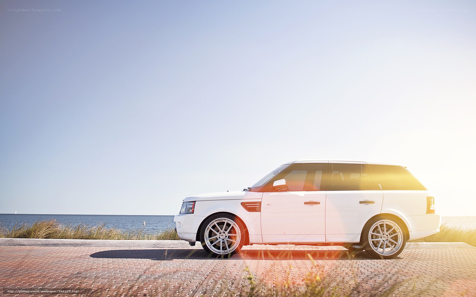 White SUV by the sea