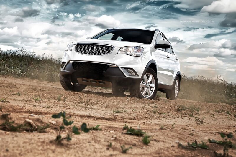 White SUV on dirt road