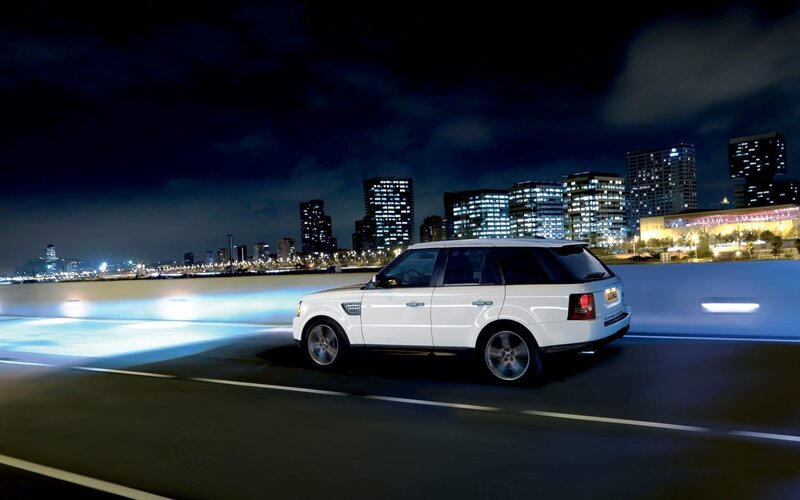 White SUV on Road — Dramatic