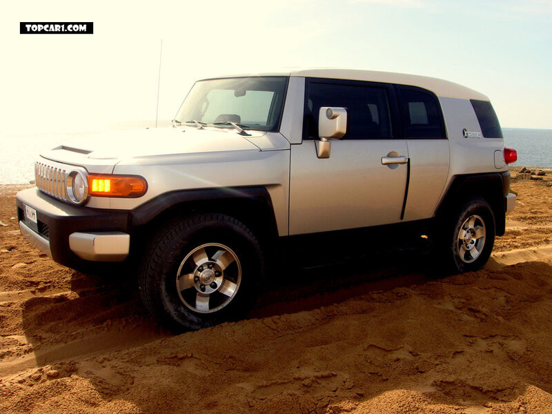 White SUV on sandy beach