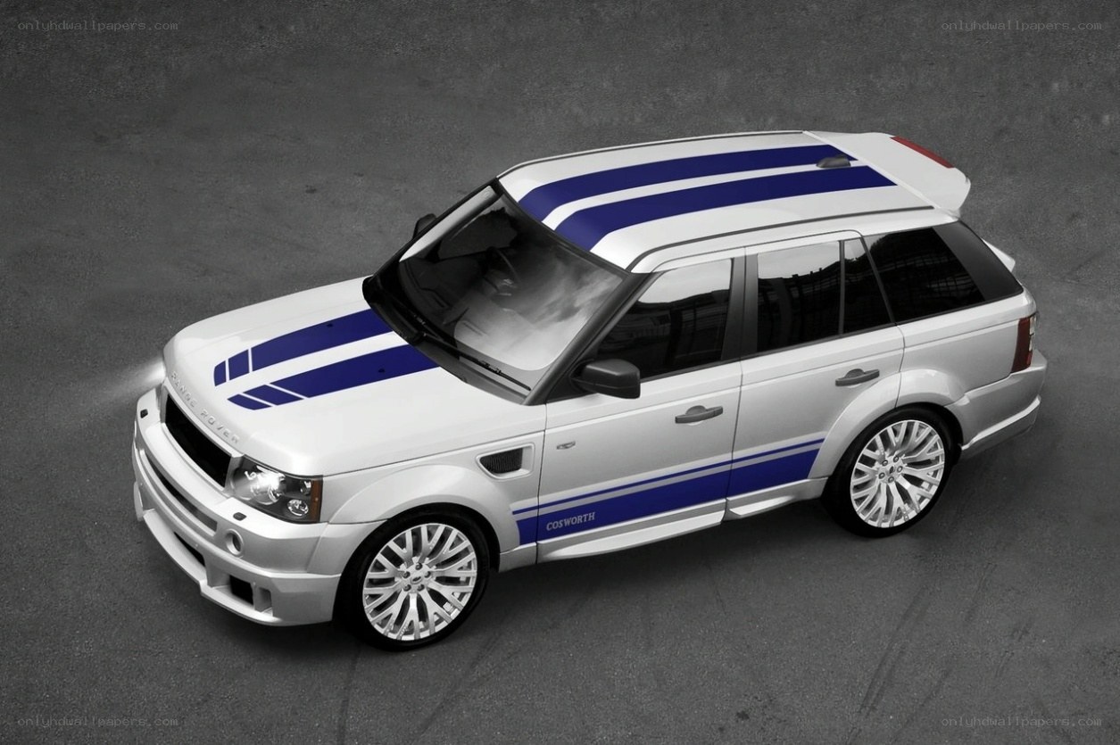 white suv with blue stripes