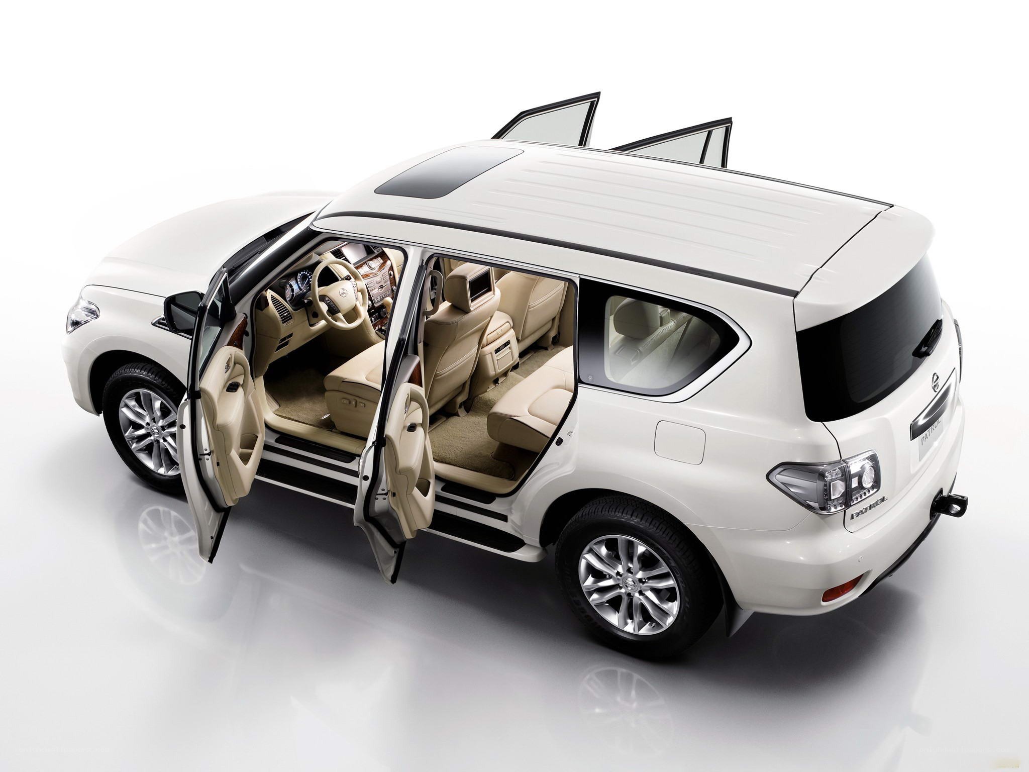 White SUV with open doors