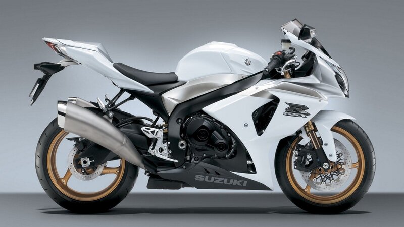 White Suzuki GSX-R1000 motorcycle