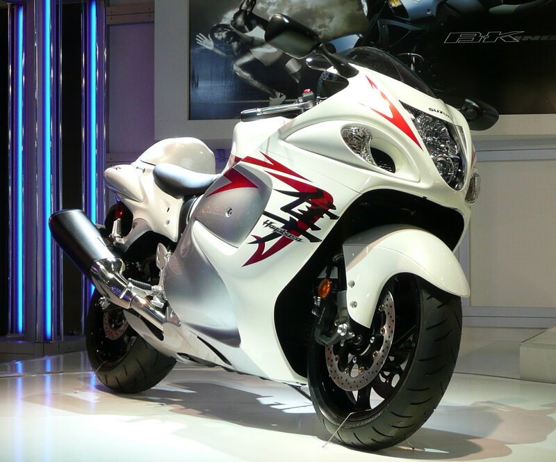 White Suzuki Hayabusa motorcycle