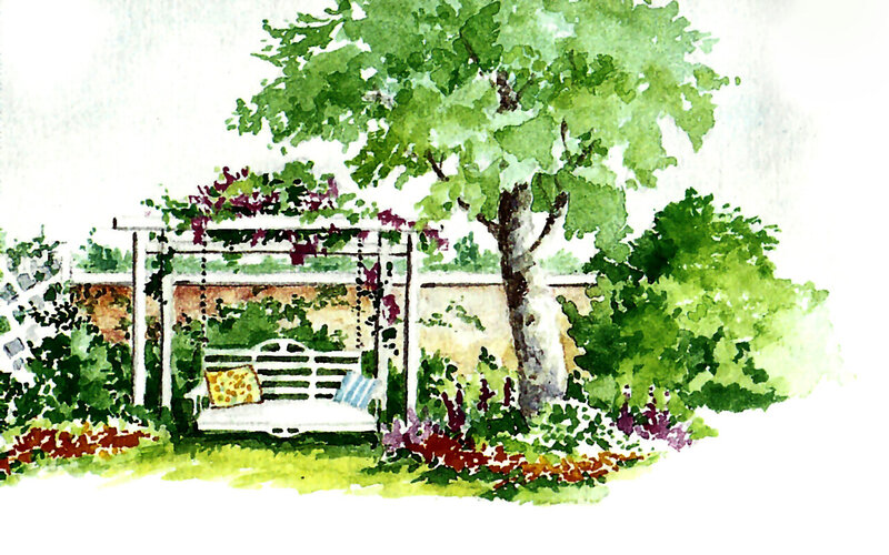 White Swing Bench — Green
