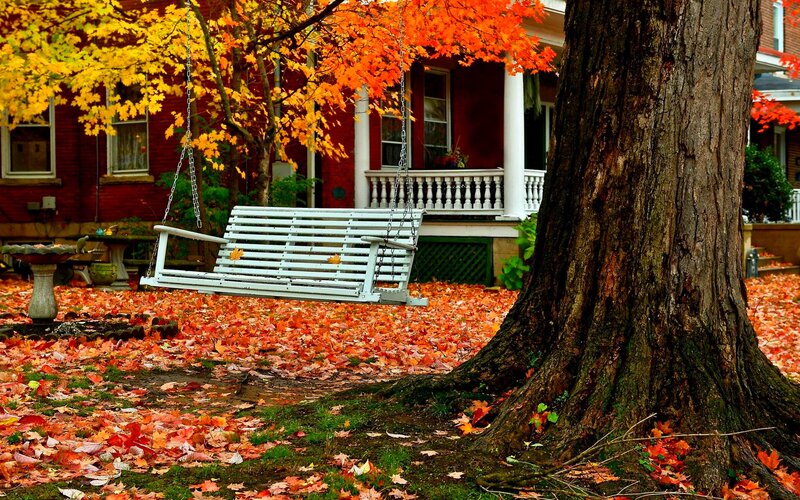 White Swing Bench — Orange