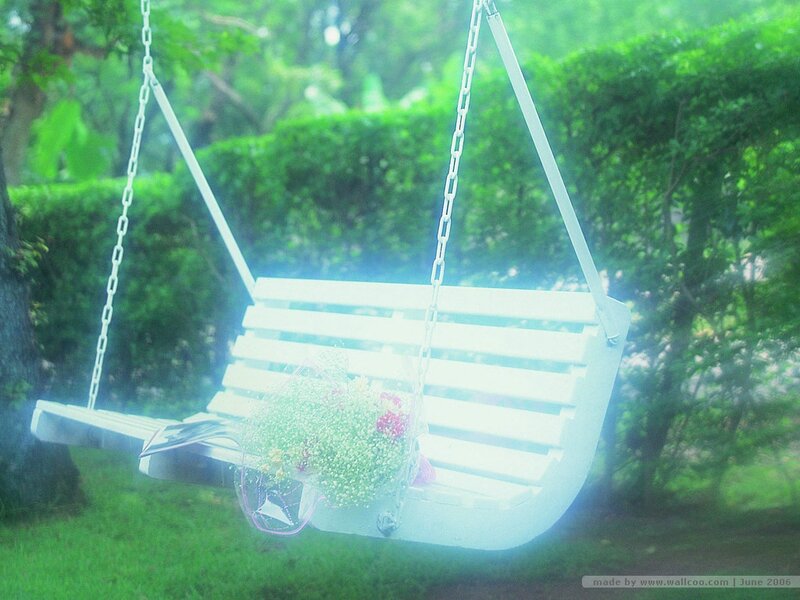 White Swing in Garden