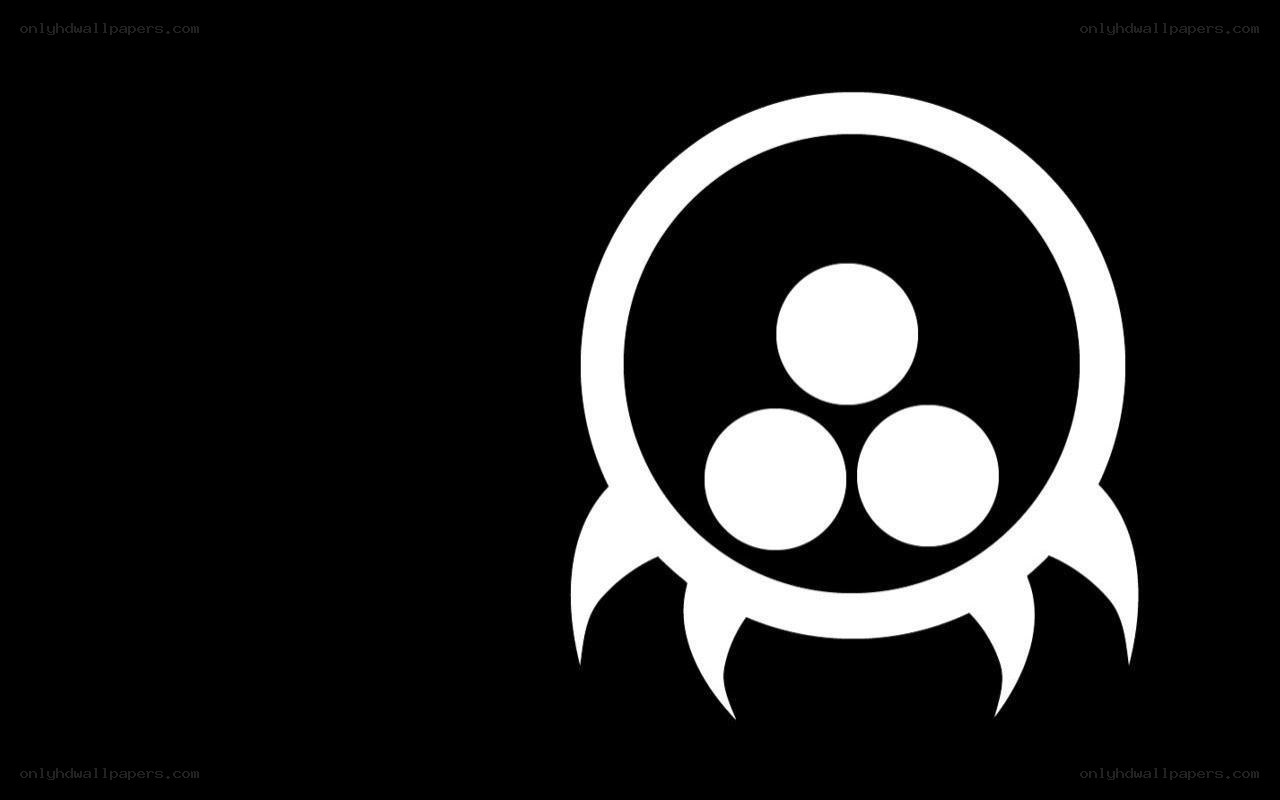 white symbol on black background