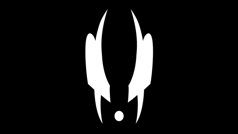 white symbol on black background
