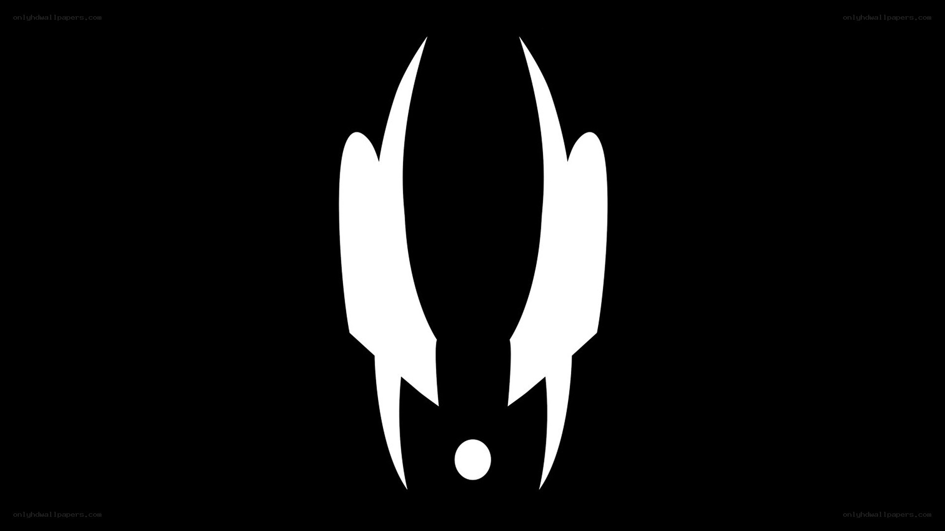white symbol on black background