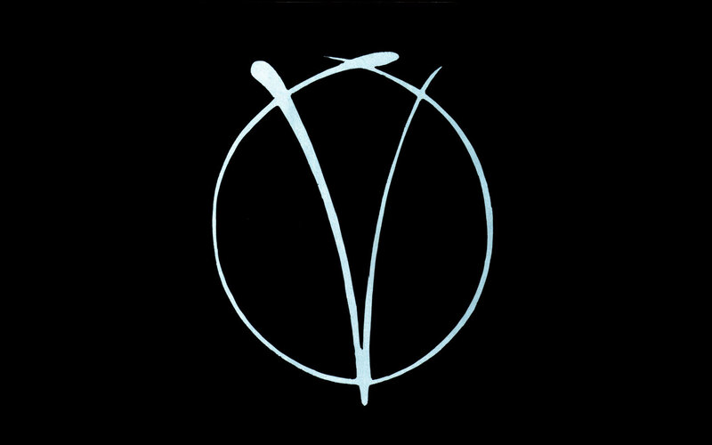 white symbol on black background