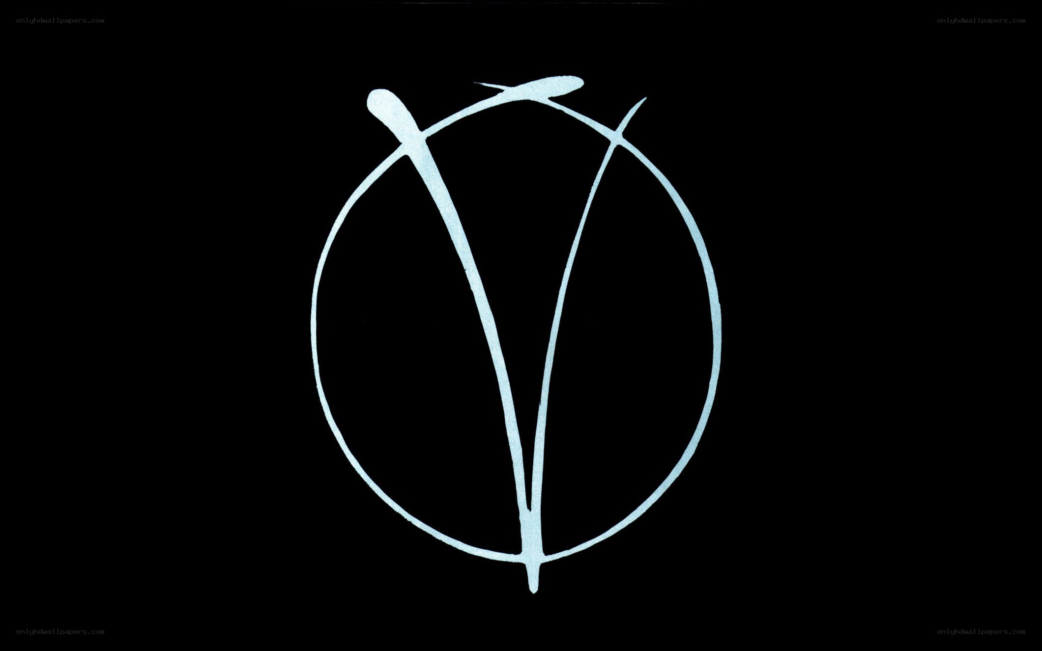 white symbol on black background