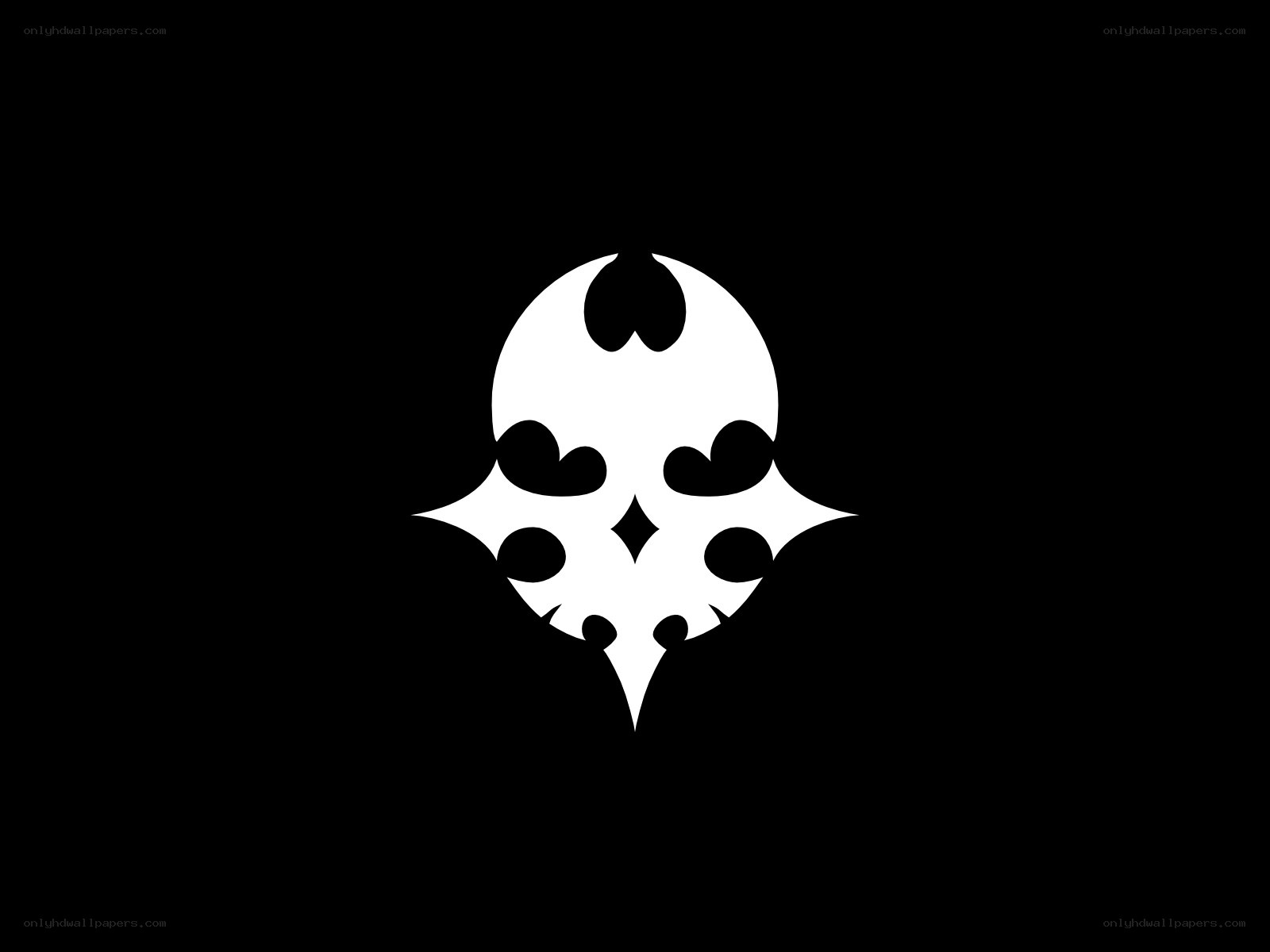 white symbol on black background
