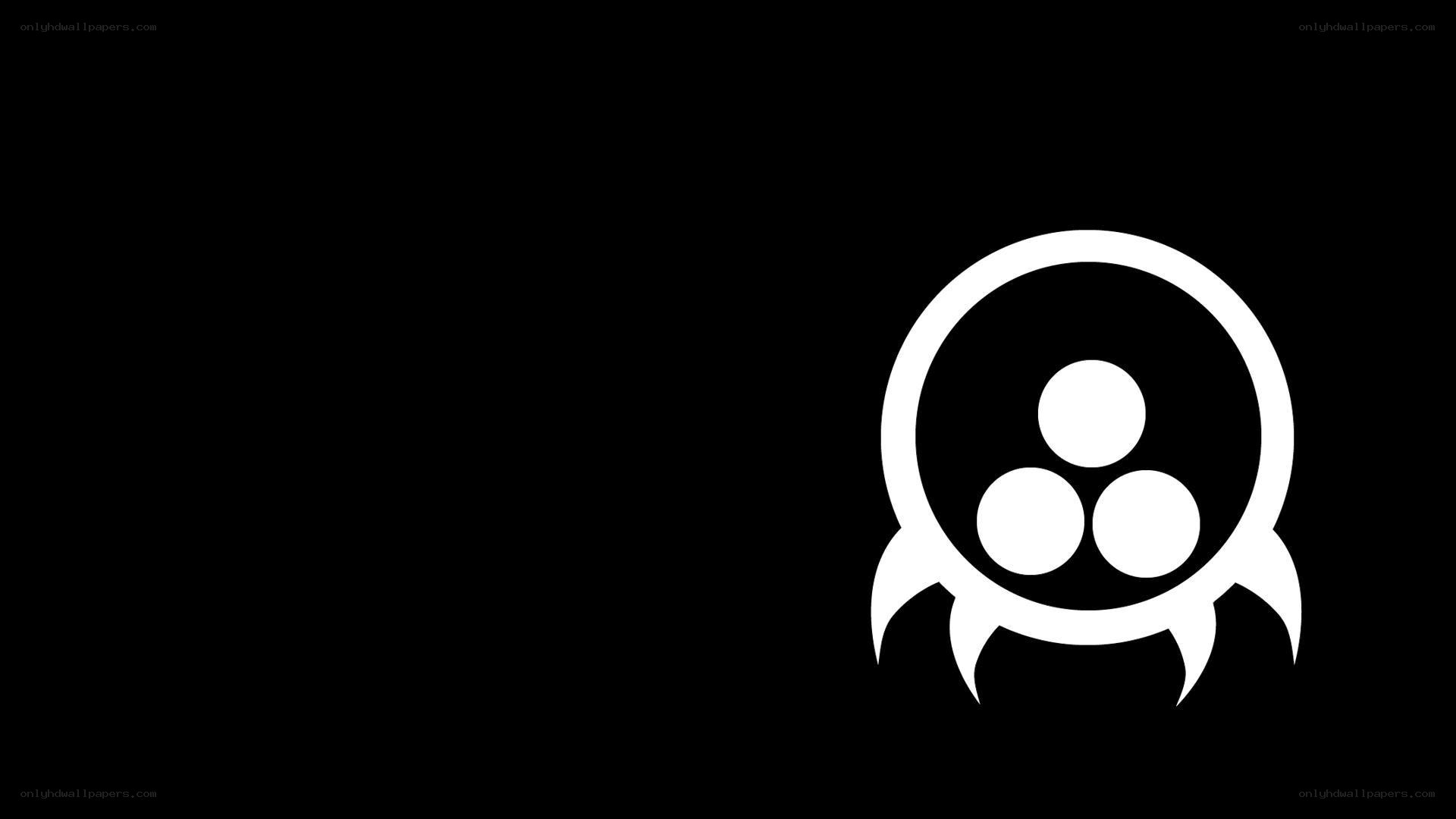 white symbol on black background