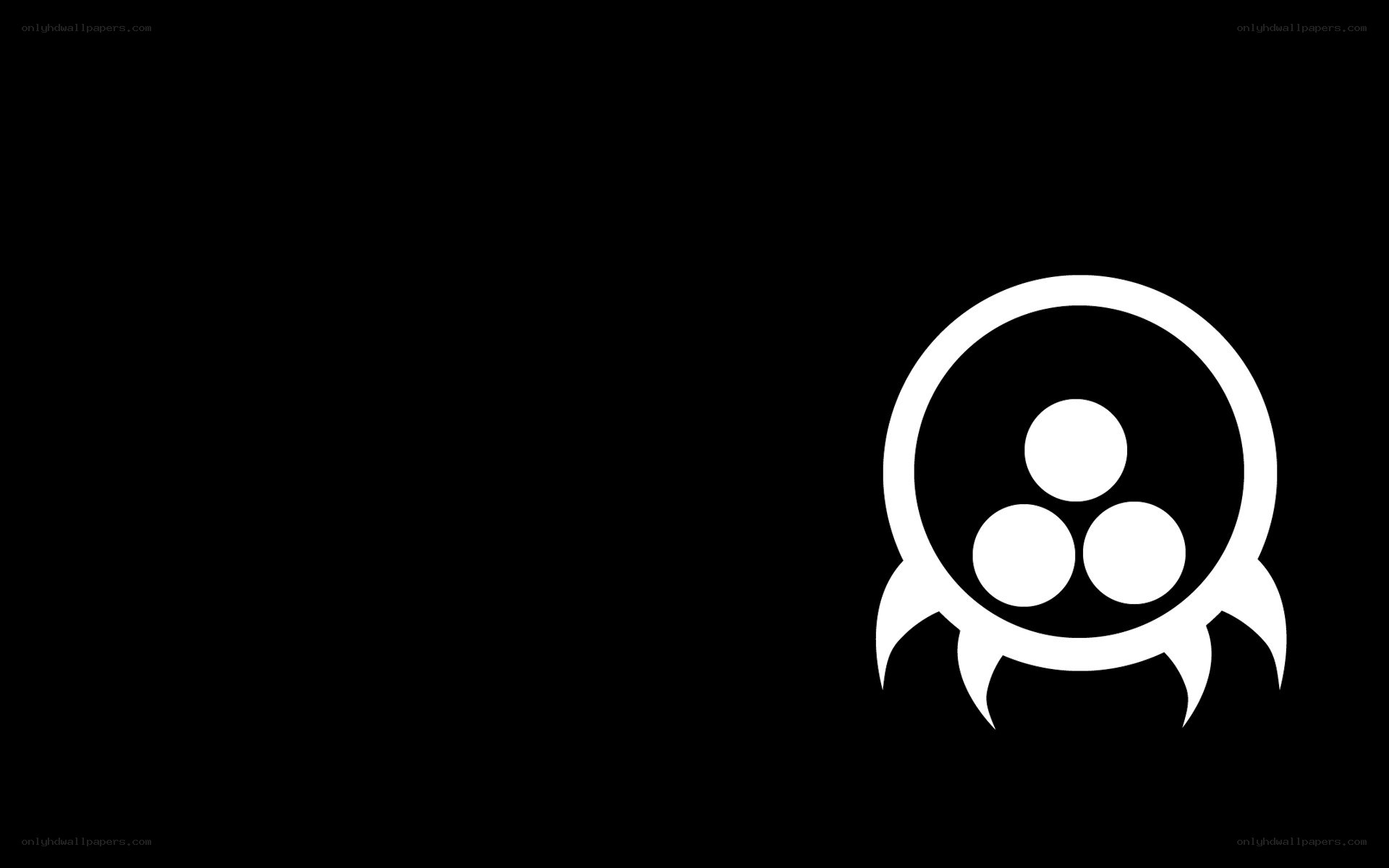 white symbol on black background