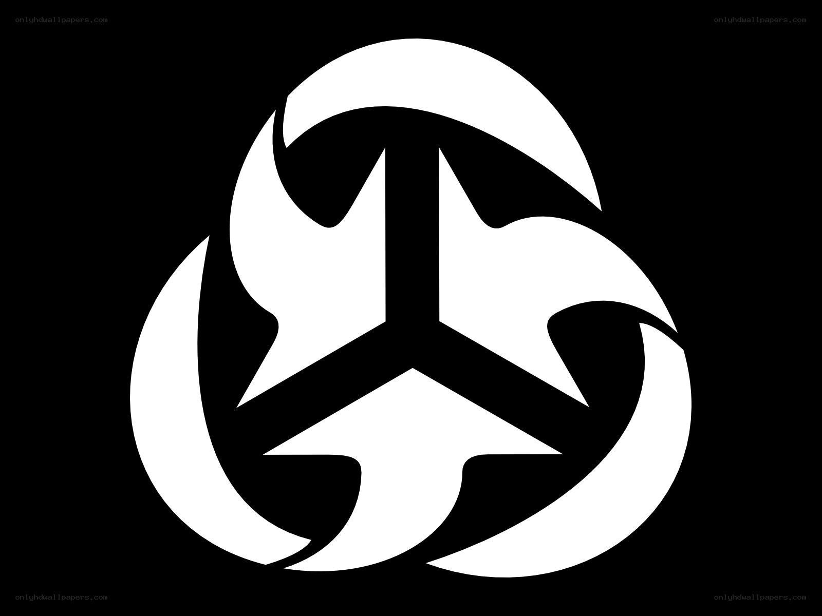 white symbol on black background