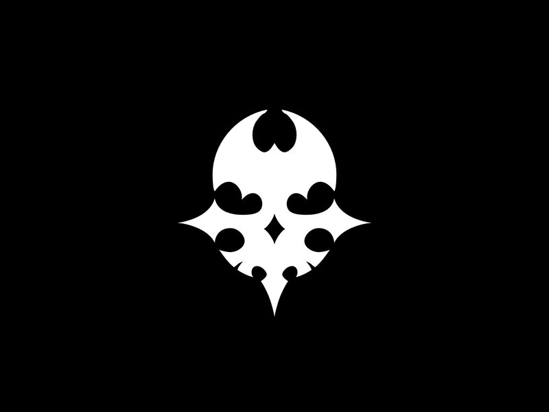 White Symbol on Black — Minimalist, Vector Art