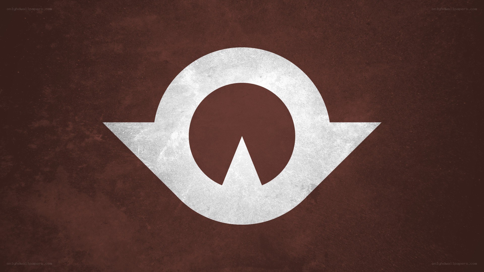 white symbol on brown background