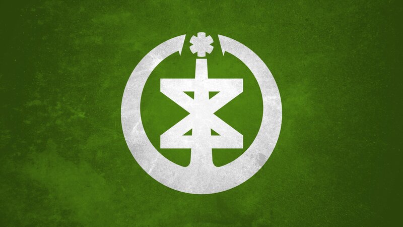 White Symbol on Green