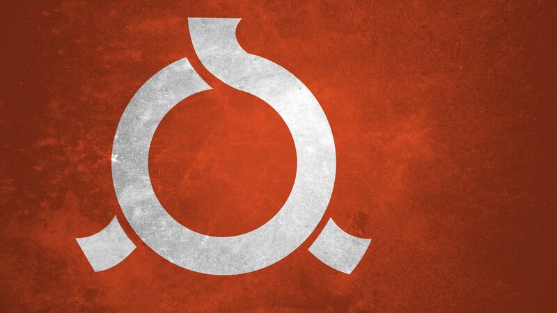 White Symbol on Red — Serious, Digital Art