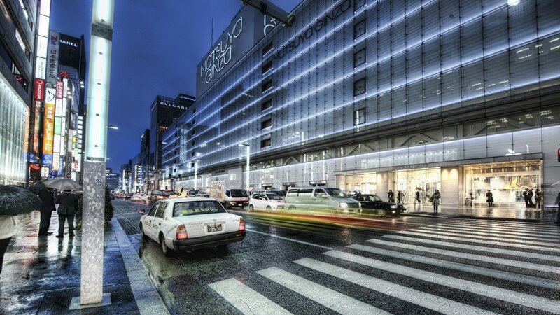 White Taxi on Wet Street