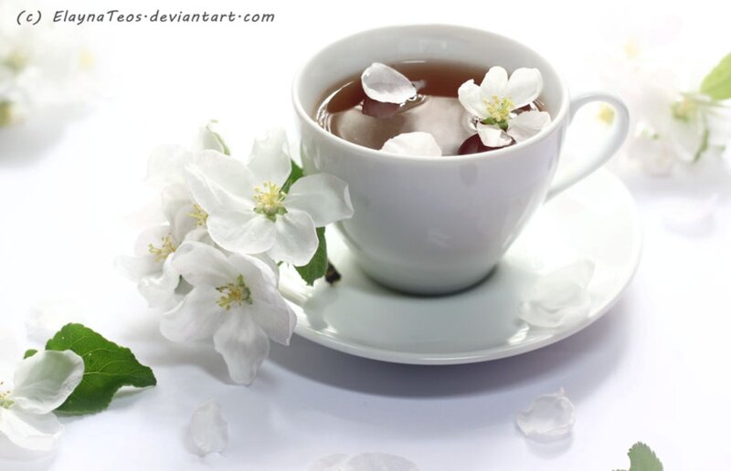 White Tea Cup with Flowers