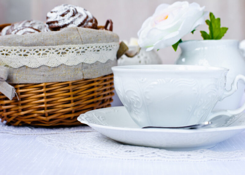 White Teacup and Basket