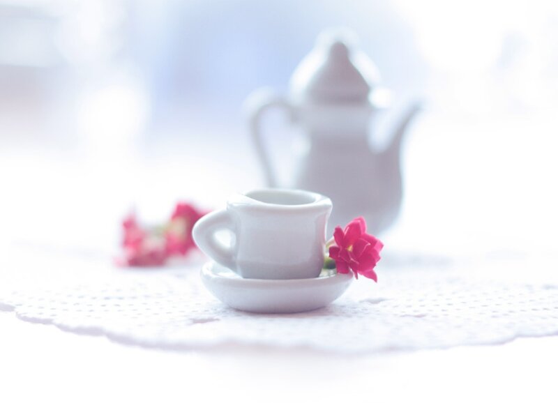 White Teacup and Saucer — Serene