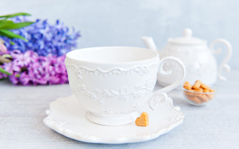 White Teacup and Saucer