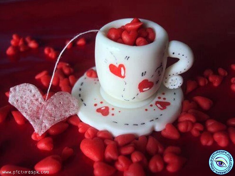 White Teacup with Hearts