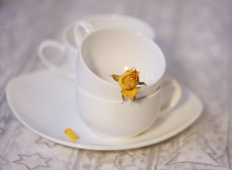 White Teacups with Rose