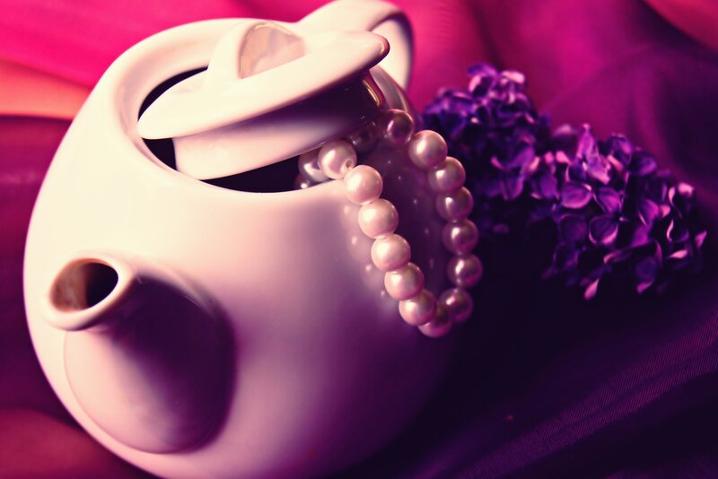 White Teapot with Pearls
