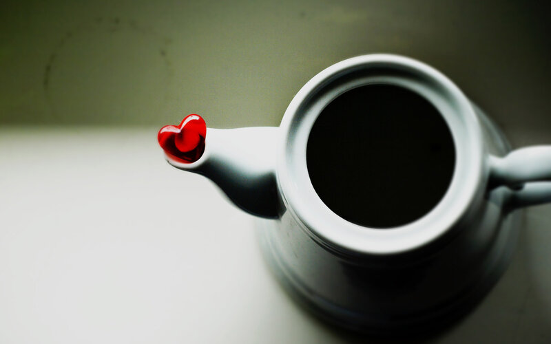 White Teapot with Red Heart