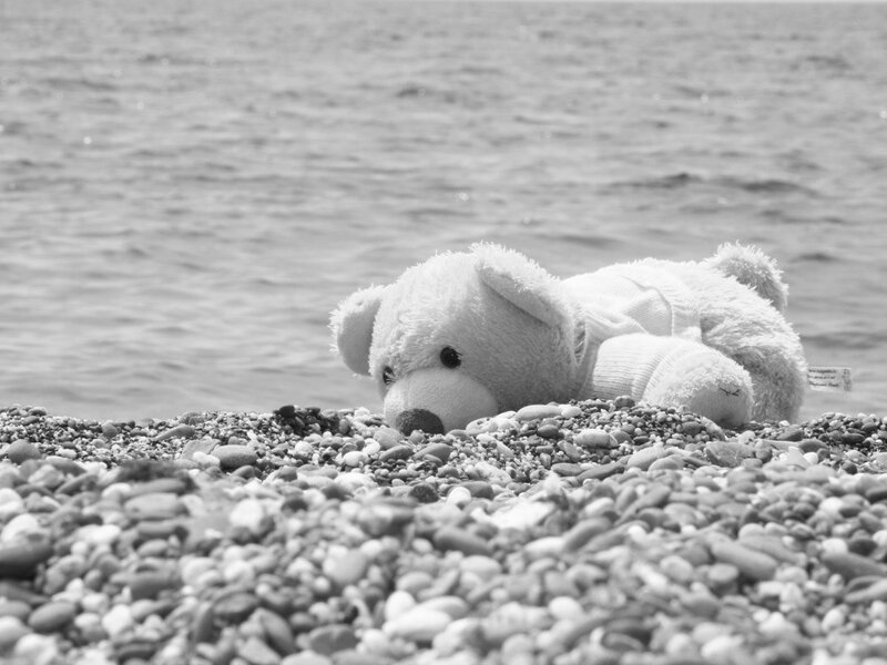 White Teddy Bear — Black, Melancholic