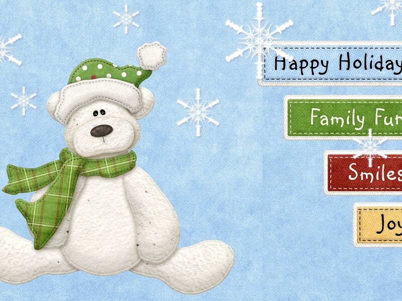 White Teddy Bear — Blue