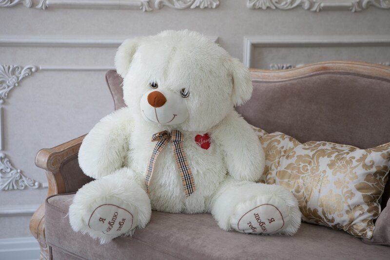 White Teddy Bear — Calm, Photograph, Couch