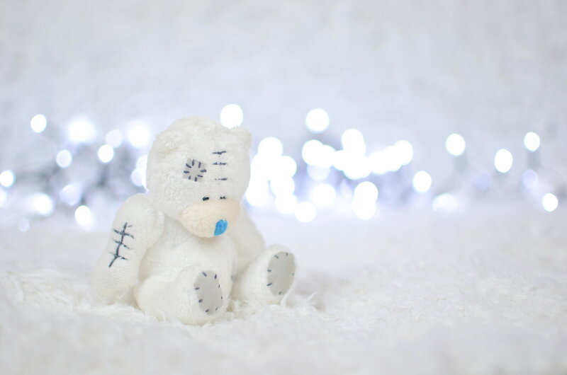 White Teddy Bear — Calm, Photograph, Stuffed Animal, Lights