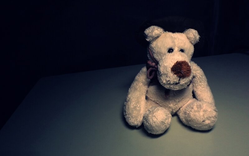White Teddy Bear — Dramatic, Photograph
