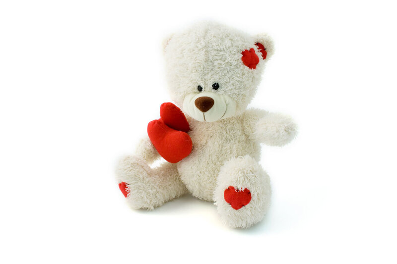 White Teddy Bear Holding Heart — Calm