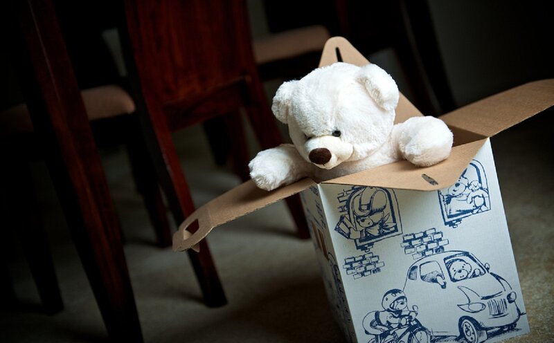 White Teddy Bear in Box