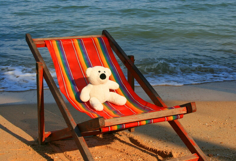 White Teddy Bear on Chair