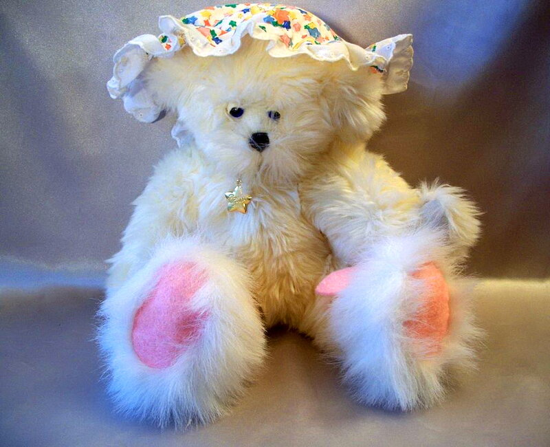 White Teddy Bear with Hat