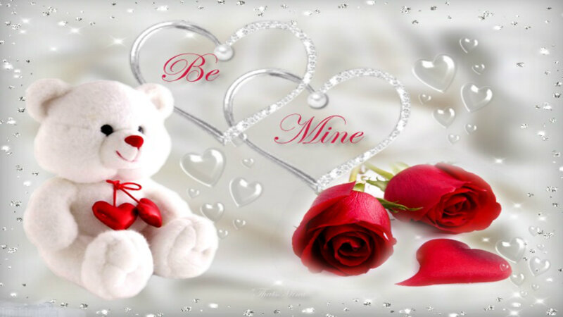 White Teddy Bear with Roses — Romantic