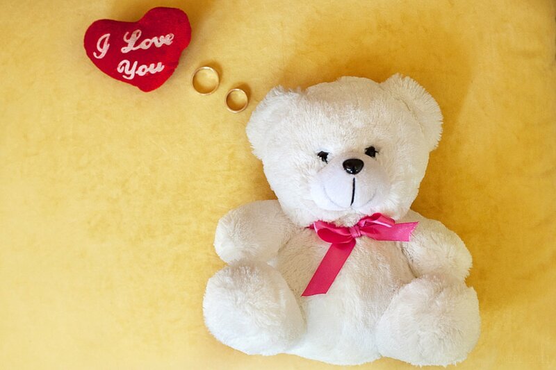 White Teddy Bear — Yellow