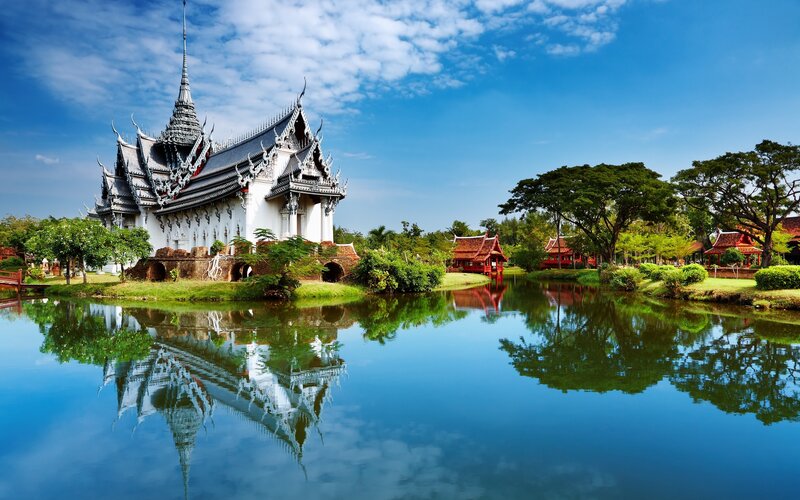 White Temple by Lake